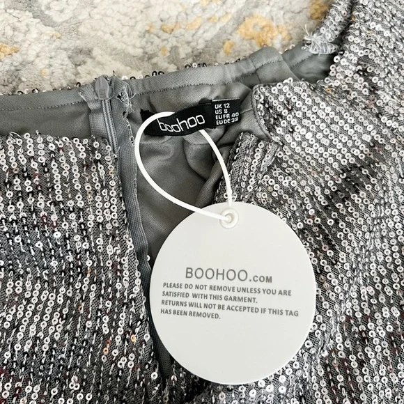 Silver sequin jumpsuit Size 8 Boohoo - Picture 4 of 5